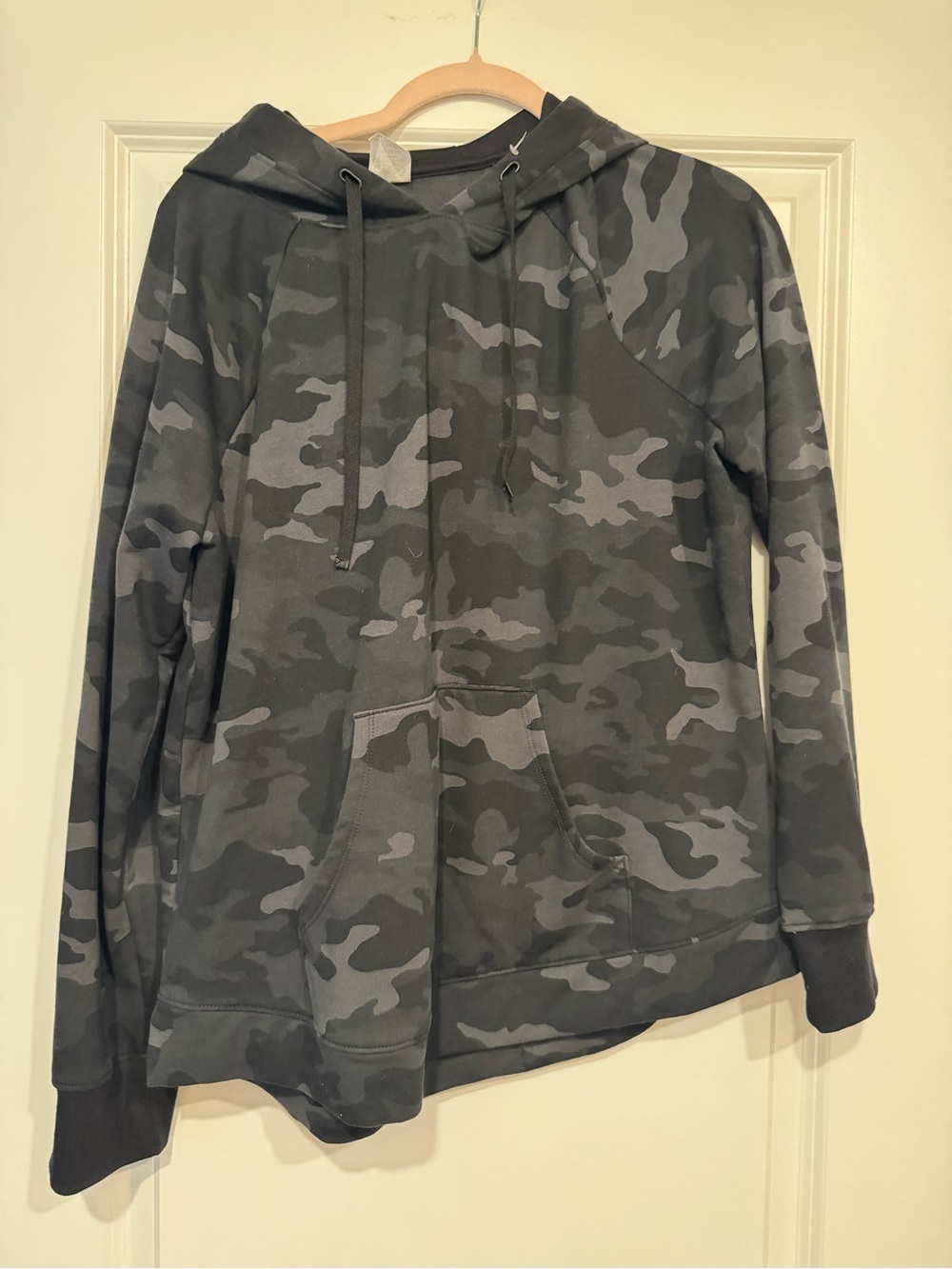 Athletic Works Gray & Black Camo Hooded Pullover Sweatshirt